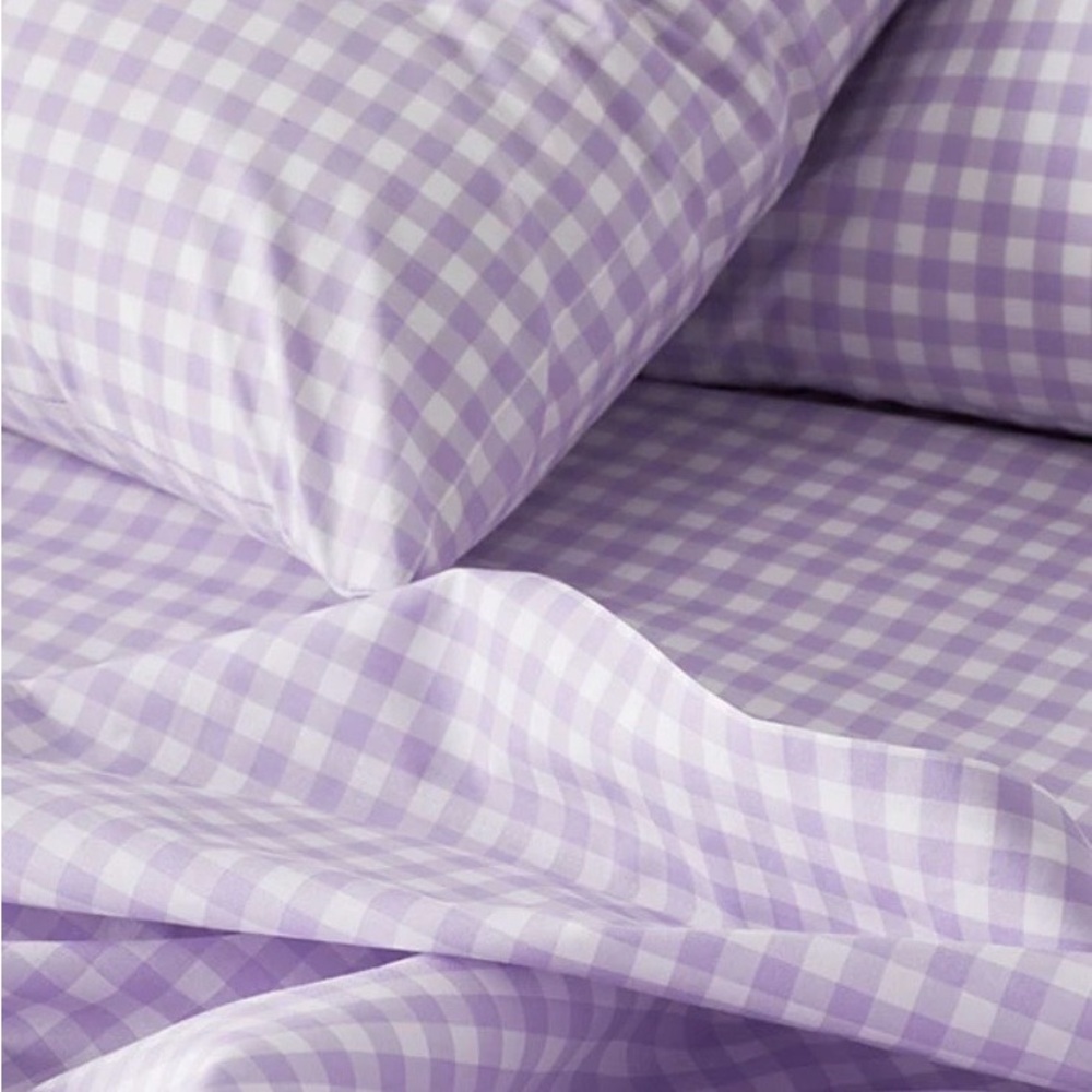 Pottery Barn Kids Purple Gingham Sheet Set